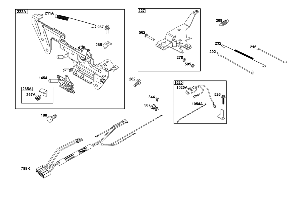 Controls Group Diagram and Parts List for 613477-0277-J1 400000 - 699999 Briggs and Stratton Engine